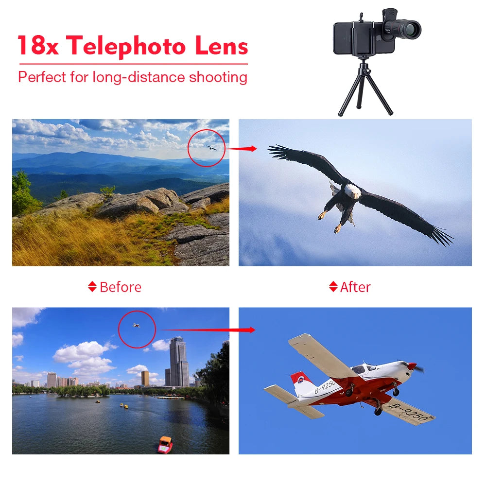 APEXEL 18X Zoom Telescope Lens – High-Power Monocular Camera Lens for iPhone & Samsung Smartphones | Perfect for Camping, Hunting & Sports Photography