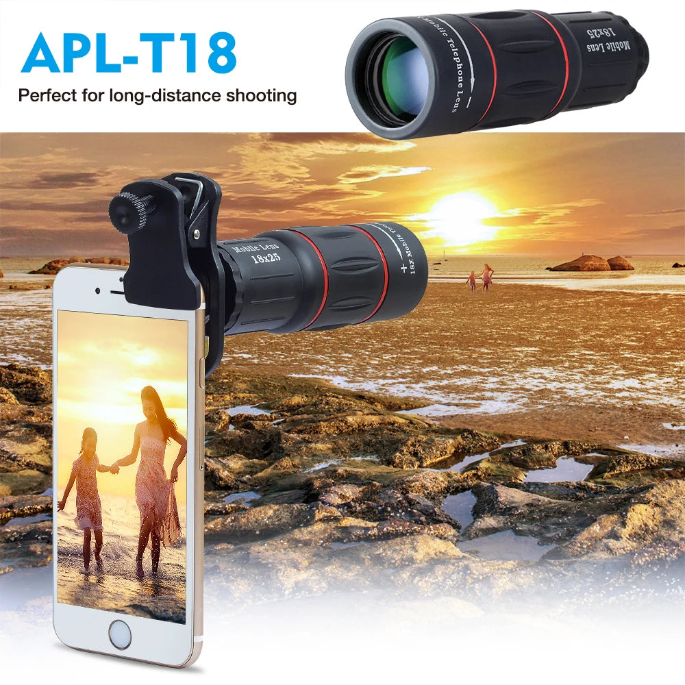 APEXEL 18X Zoom Telescope Lens – High-Power Monocular Camera Lens for iPhone & Samsung Smartphones | Perfect for Camping, Hunting & Sports Photography