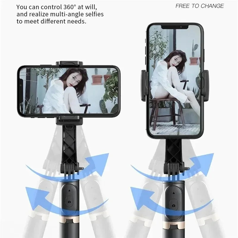 Q08 3-in-1 Gimbal Stabilizer | Bluetooth Selfie Stick & Tripod for Smooth Video, Live Streaming & Vertical Shooting
