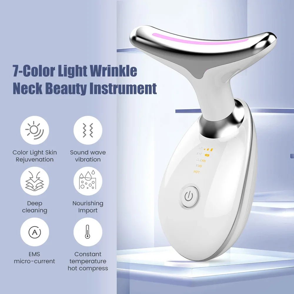 EMS Face & Neck Lift Massager | LED Light Therapy | Anti-Wrinkle & Skin Tightening