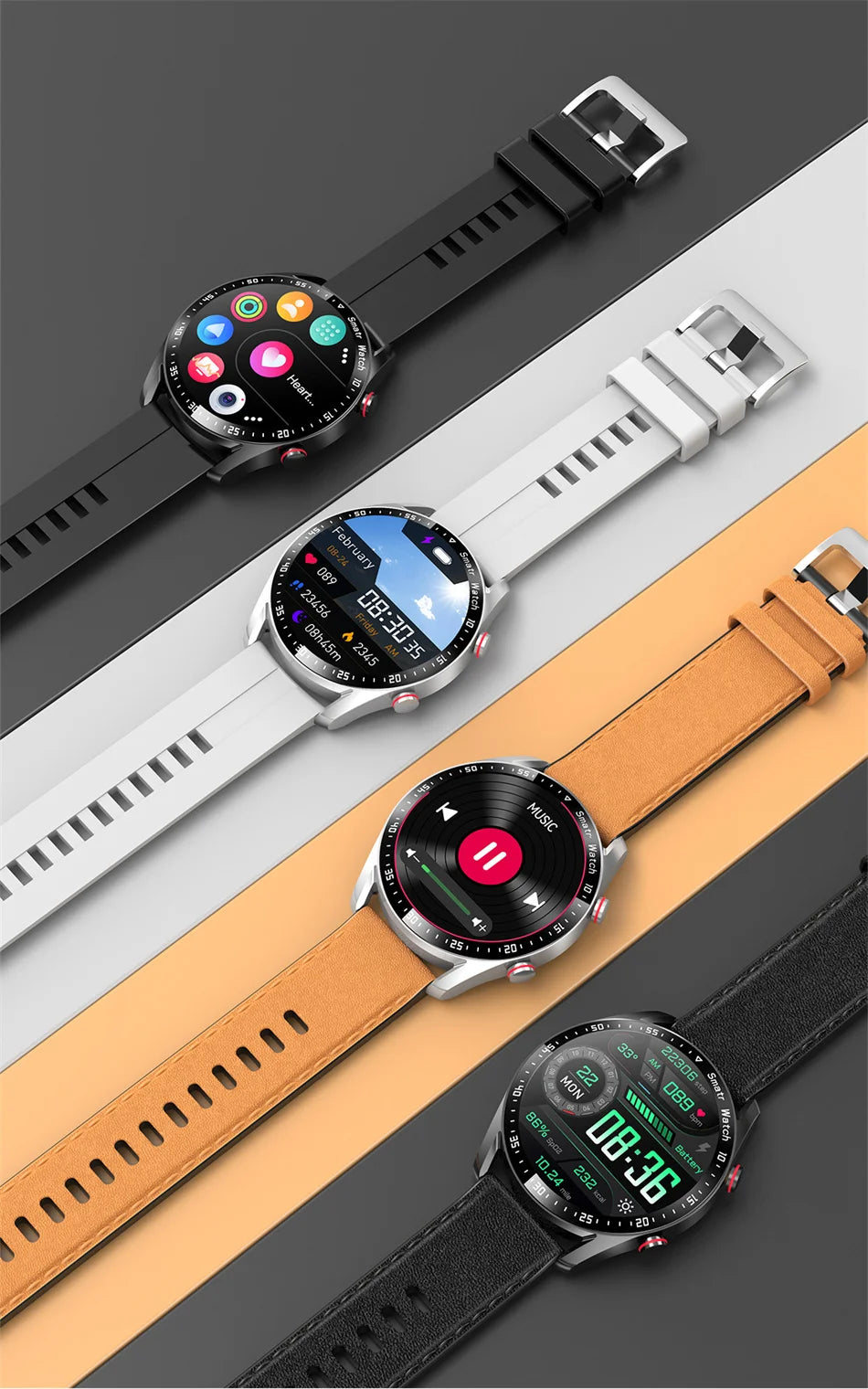 ECG+PPG Bluetooth Smartwatch for Men – Health & Fitness Tracker with Call Function