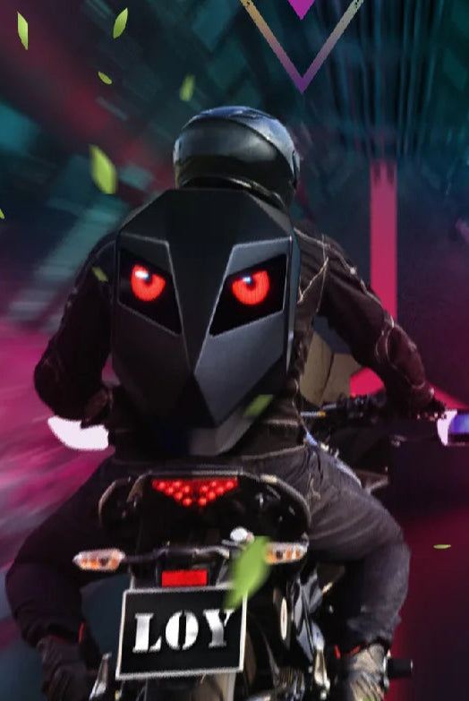 LED Knight Cycling Backpack – Smart Motorcycle Helmet Bag with Bluetooth APP Control & Waterproof Hard Shell