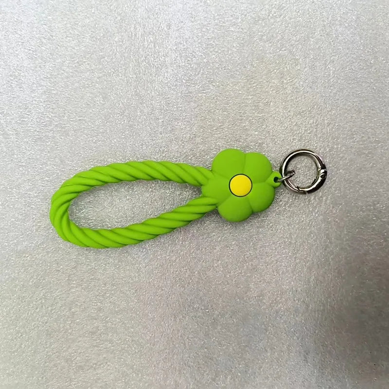INS Color Flower Silicone Phone Lanyard | Cute Hand Rope & Keychain for Girls!
