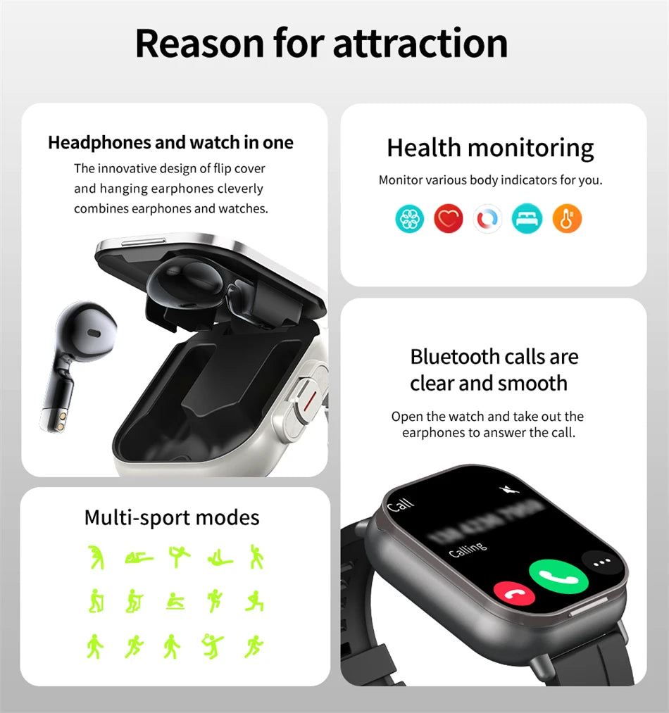 2-in-1 Smartwatch with Bluetooth Earphone