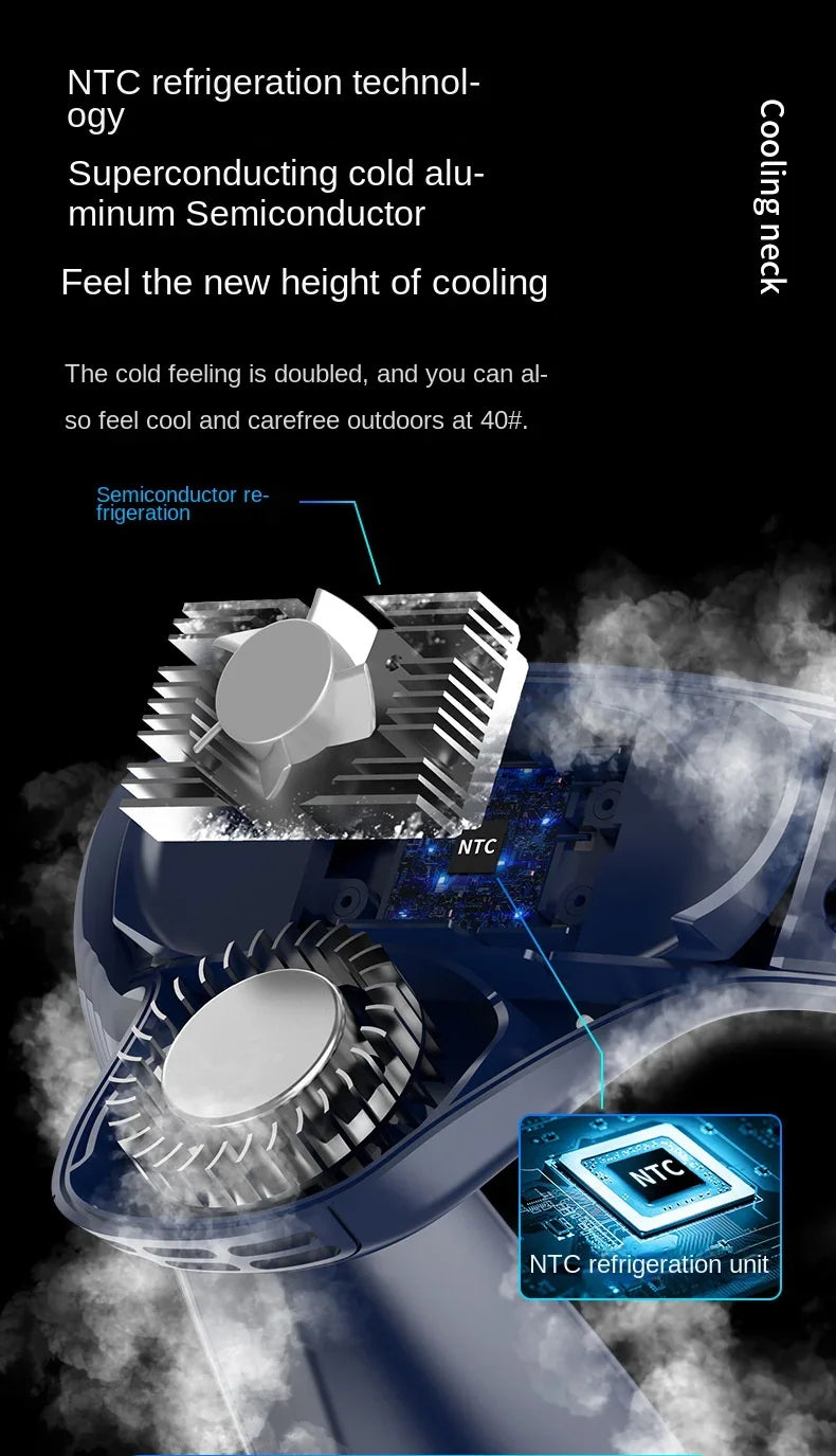Portable Neck Air Conditioner – Rechargeable Bladeless Wearable Fan with Semiconductor Cooling | Personal Outdoor Neck Cooler