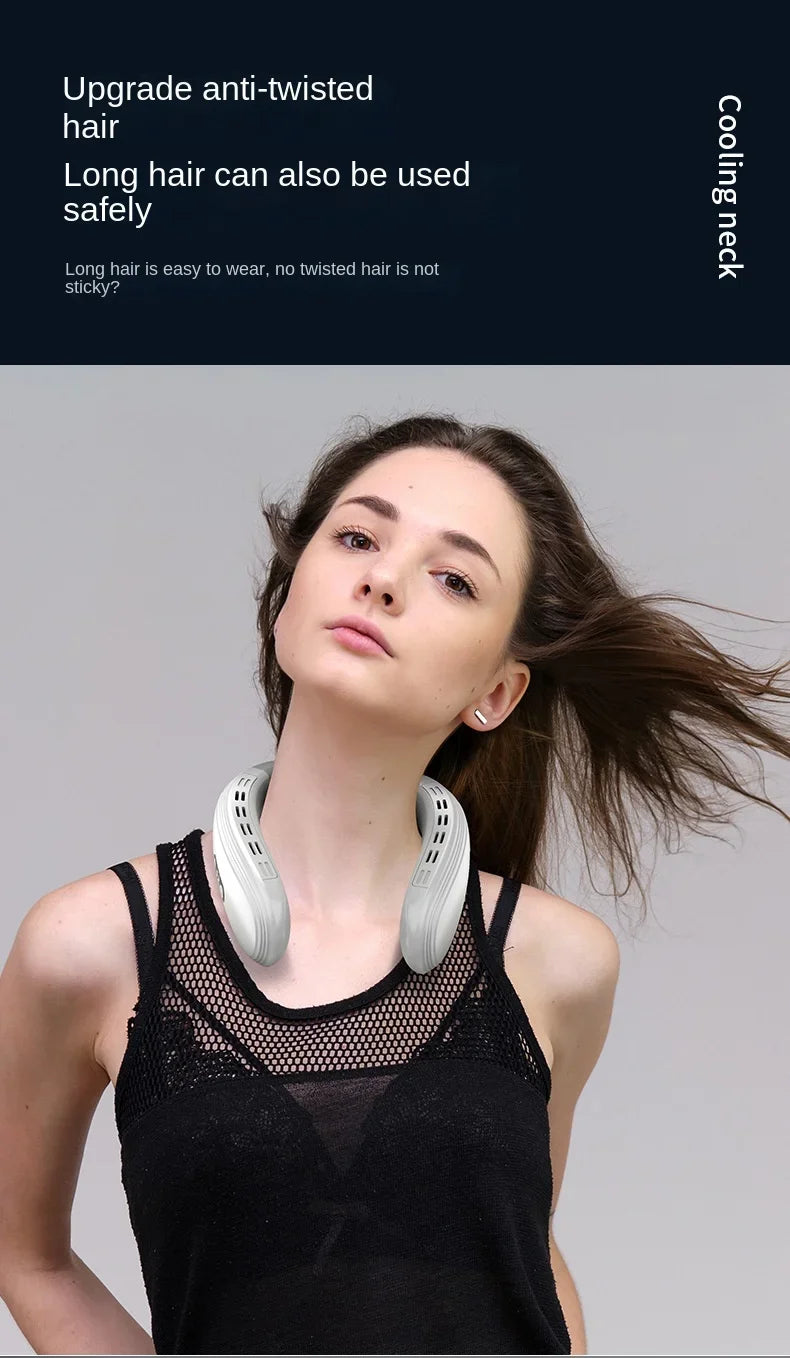Portable Neck Air Conditioner – Rechargeable Bladeless Wearable Fan with Semiconductor Cooling | Personal Outdoor Neck Cooler