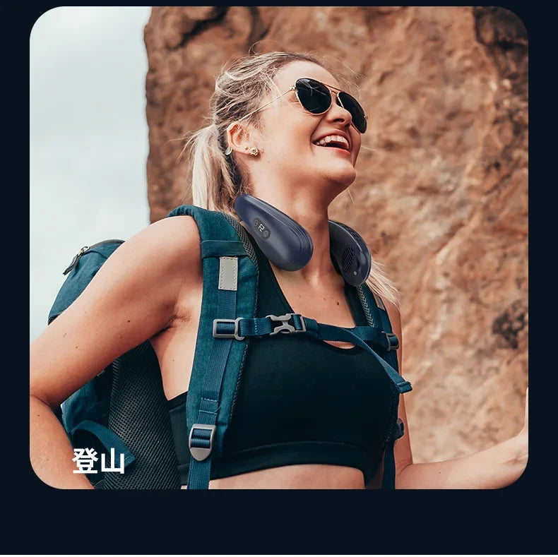 Portable Neck Air Conditioner – Rechargeable Bladeless Wearable Fan with Semiconductor Cooling | Personal Outdoor Neck Cooler
