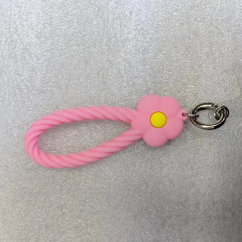 INS Color Flower Silicone Phone Lanyard | Cute Hand Rope & Keychain for Girls!