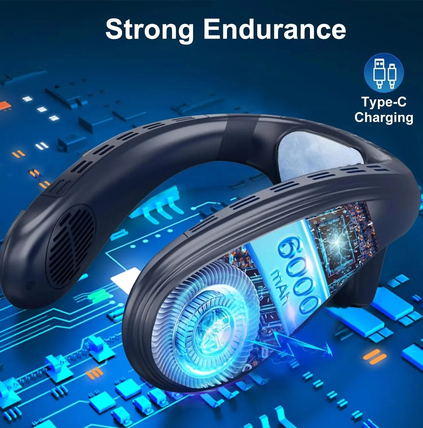 Portable Neck Air Conditioner – Rechargeable Bladeless Wearable Fan with Semiconductor Cooling | Personal Outdoor Neck Cooler
