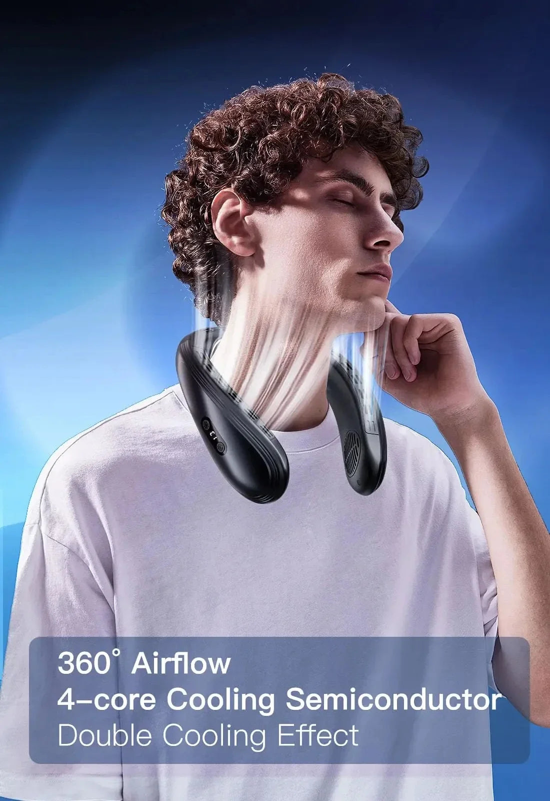 Portable Neck Air Conditioner – Rechargeable Bladeless Wearable Fan with Semiconductor Cooling | Personal Outdoor Neck Cooler
