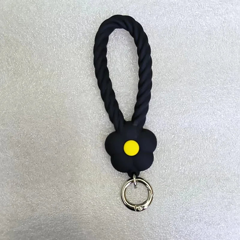 INS Color Flower Silicone Phone Lanyard | Cute Hand Rope & Keychain for Girls!