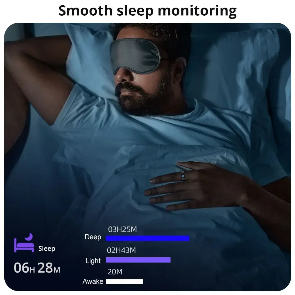 EIGIIS New R06 Smart Ring Men Women Heart Rate and Blood Oxygen Monitor IP68 & 5ATM Waterproof, Multi-sport Mode for Android IOS