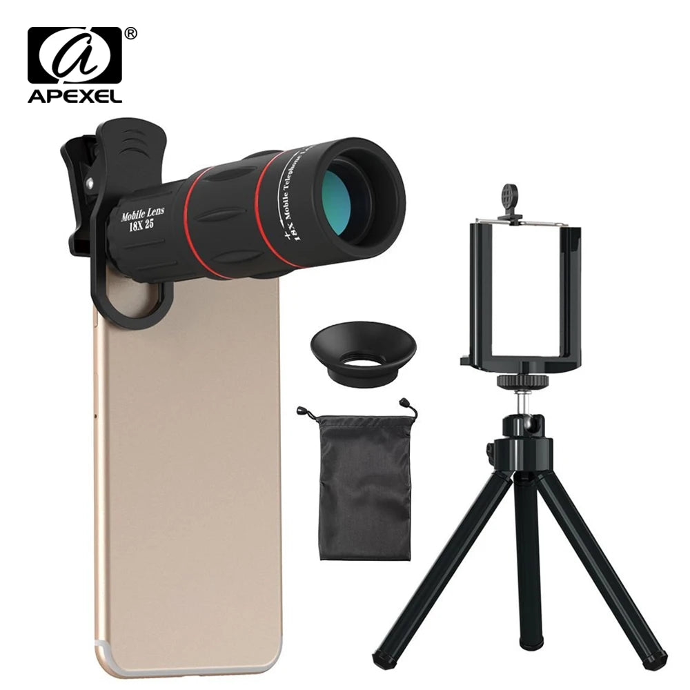 APEXEL 18X Zoom Telescope Lens – High-Power Monocular Camera Lens for iPhone & Samsung Smartphones | Perfect for Camping, Hunting & Sports Photography