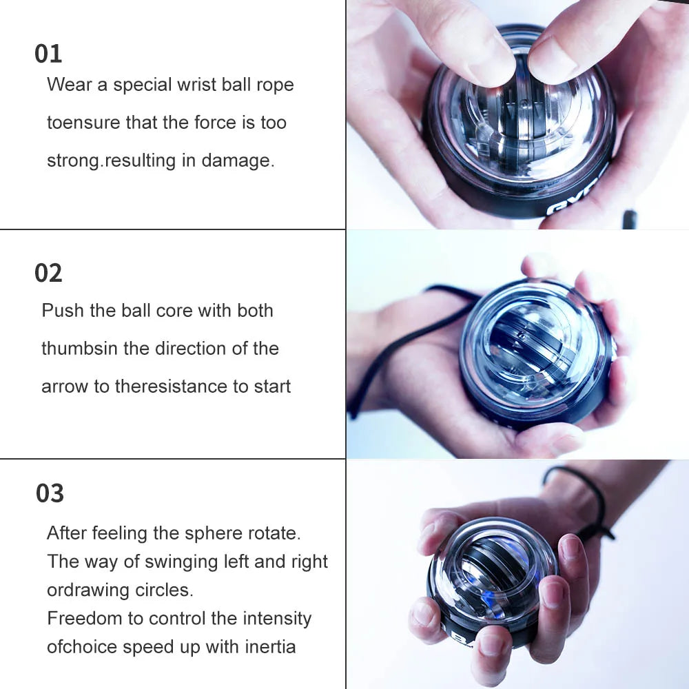 LED Auto-Start Gyroscopic Wrist & Arm Trainer – Power Ball for Hand, Grip & Muscle Strength Training