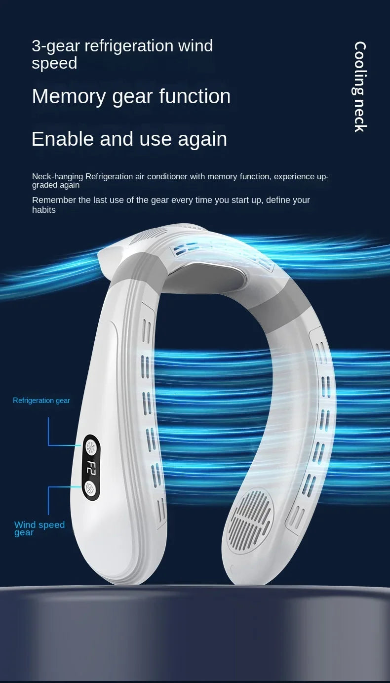Portable Neck Air Conditioner – Rechargeable Bladeless Wearable Fan with Semiconductor Cooling | Personal Outdoor Neck Cooler
