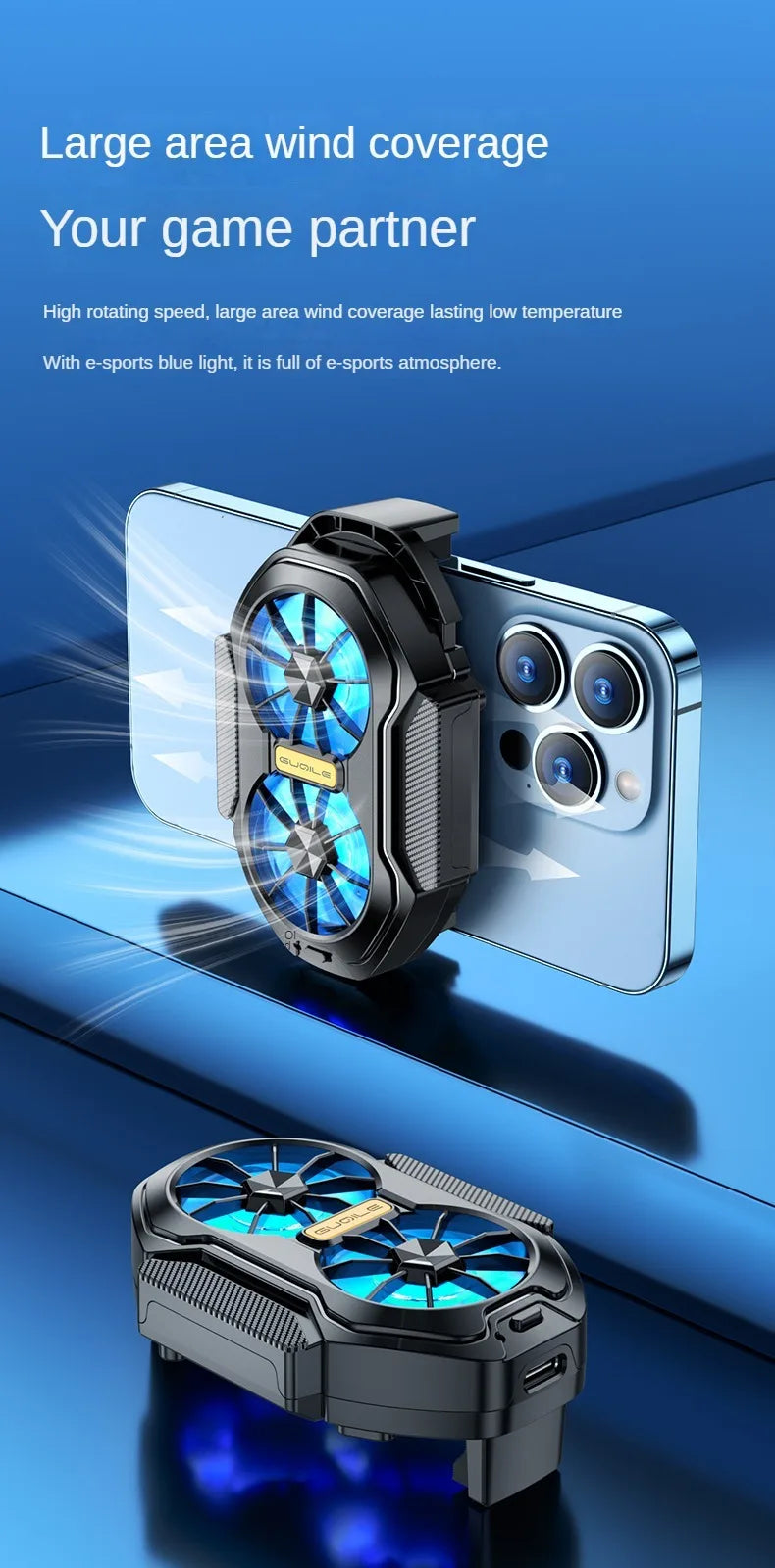 Dual-Fan Rechargeable Mobile Phone Cooling Radiator β Powerful & Efficient