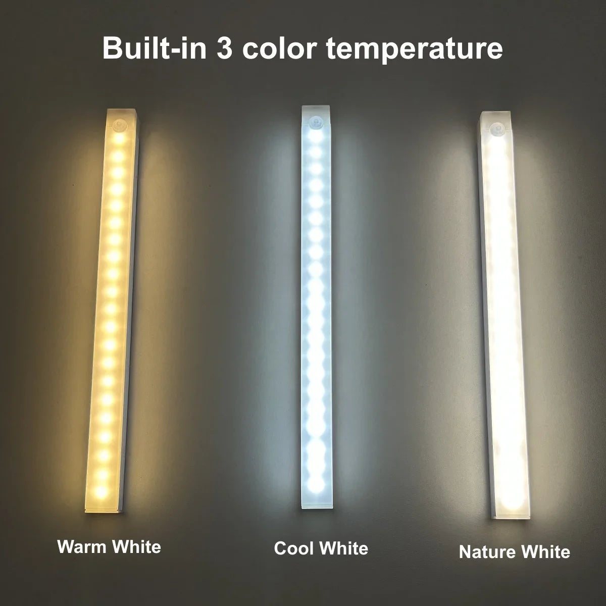 LED Motion Sensor Bar Light Rechargeable Induction Night Light Portable Cordless Magnetic Cabinet Lamp for Kitchen Room Bedside