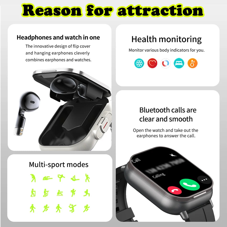 2-in-1 Smartwatch with Bluetooth Earphone