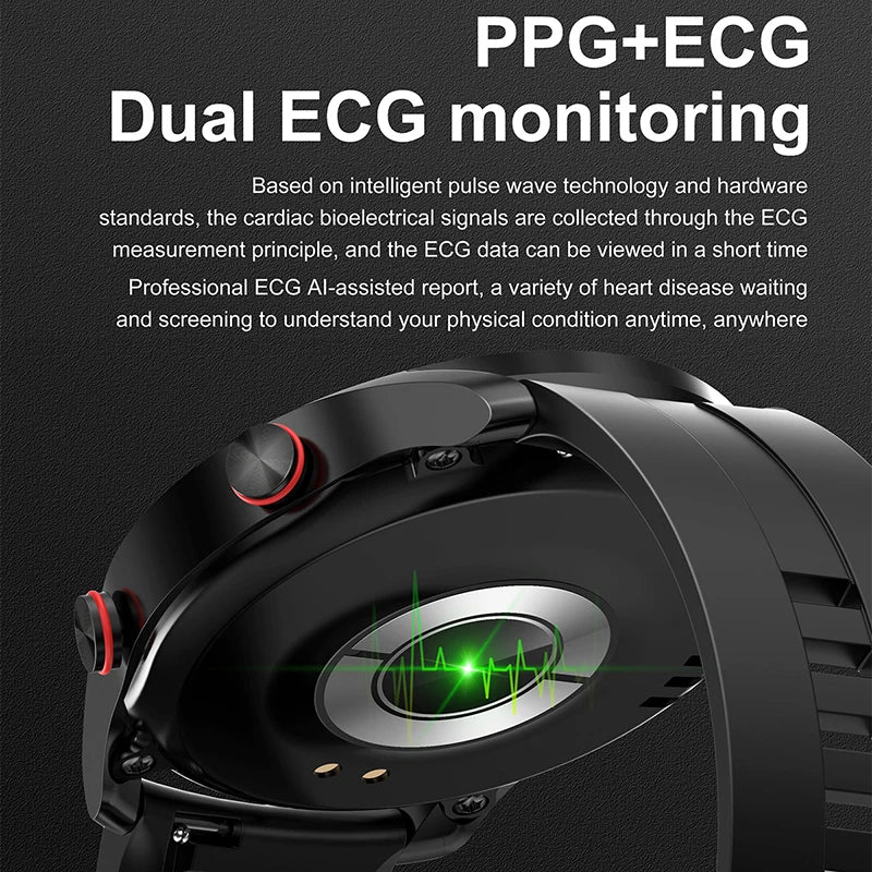ECG+PPG Bluetooth Smartwatch for Men – Health & Fitness Tracker with Call Function