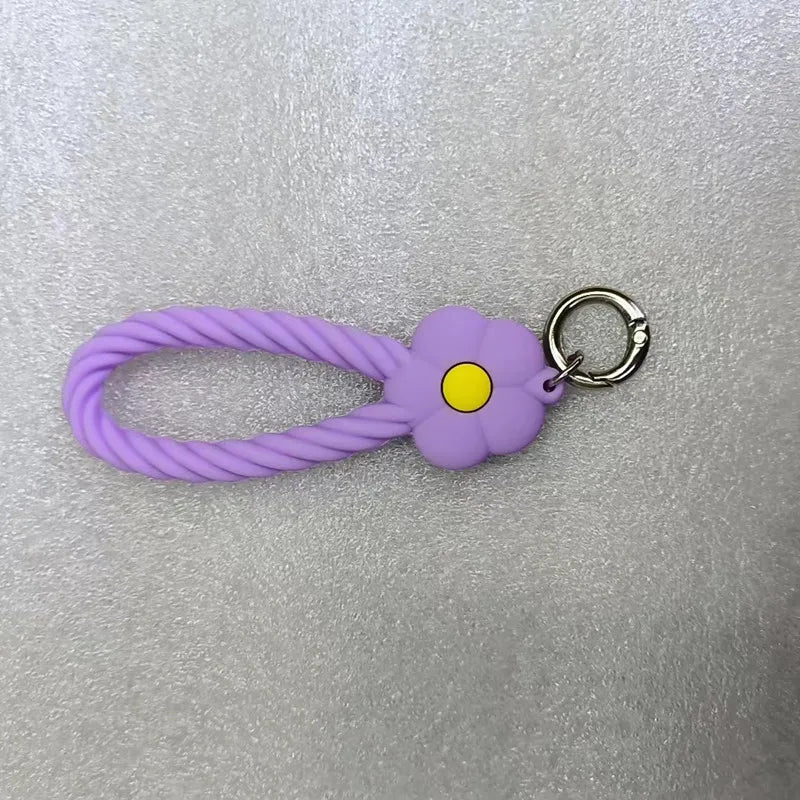INS Color Flower Silicone Phone Lanyard | Cute Hand Rope & Keychain for Girls!