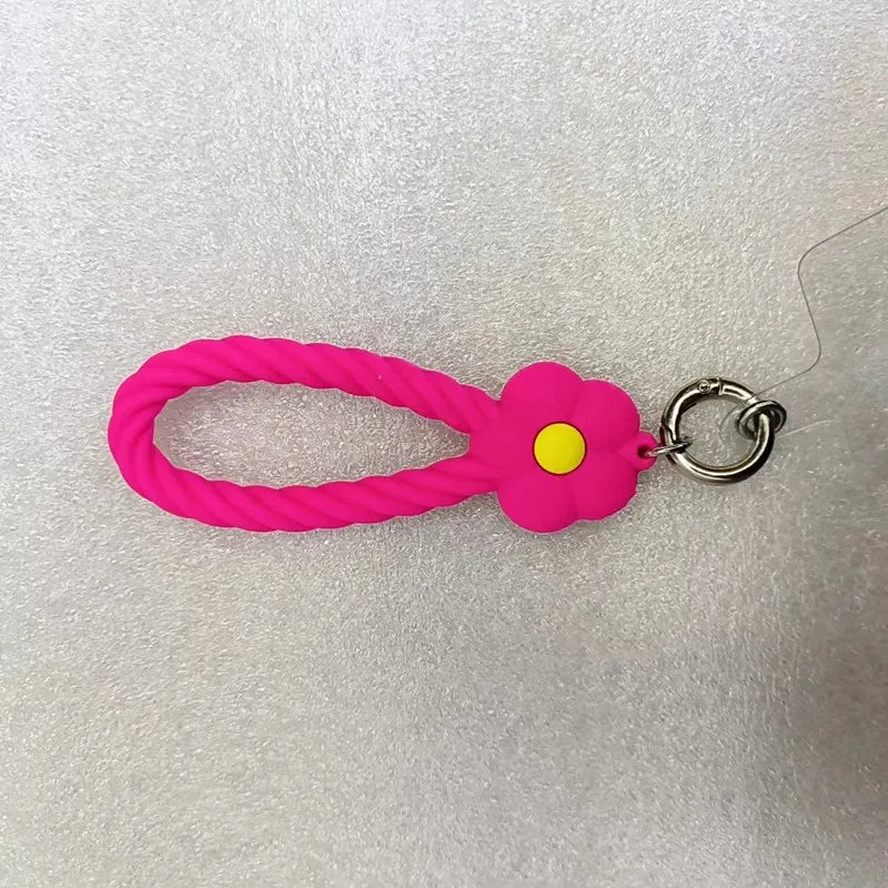 INS Color Flower Silicone Phone Lanyard | Cute Hand Rope & Keychain for Girls!