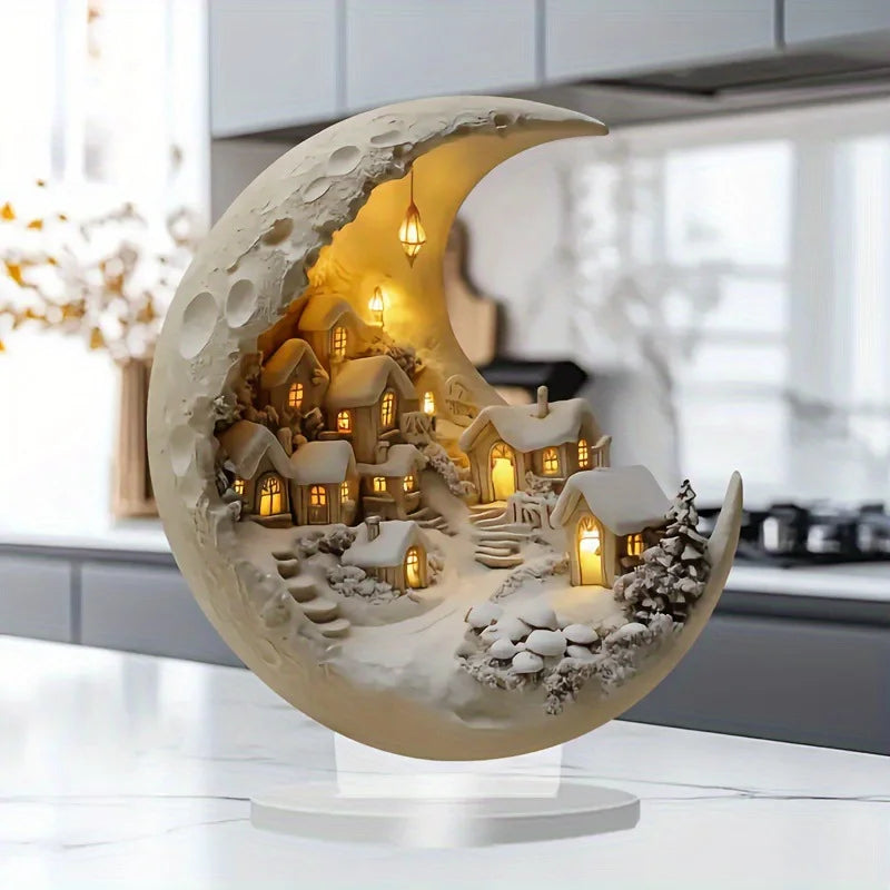 Acrylic Moon House – Exquisite Tabletop Decor for Bedroom & Living Room