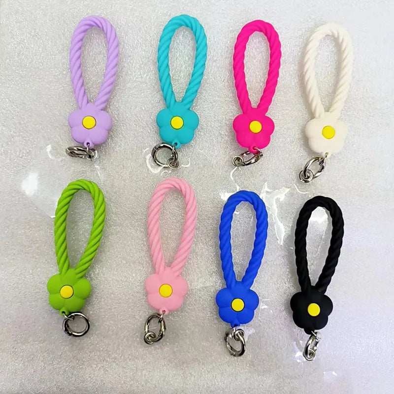 INS Color Flower Silicone Phone Lanyard | Cute Hand Rope & Keychain for Girls!
