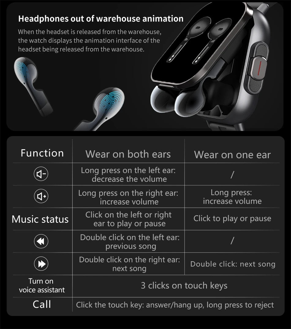 2-in-1 Smartwatch with Bluetooth Earphone