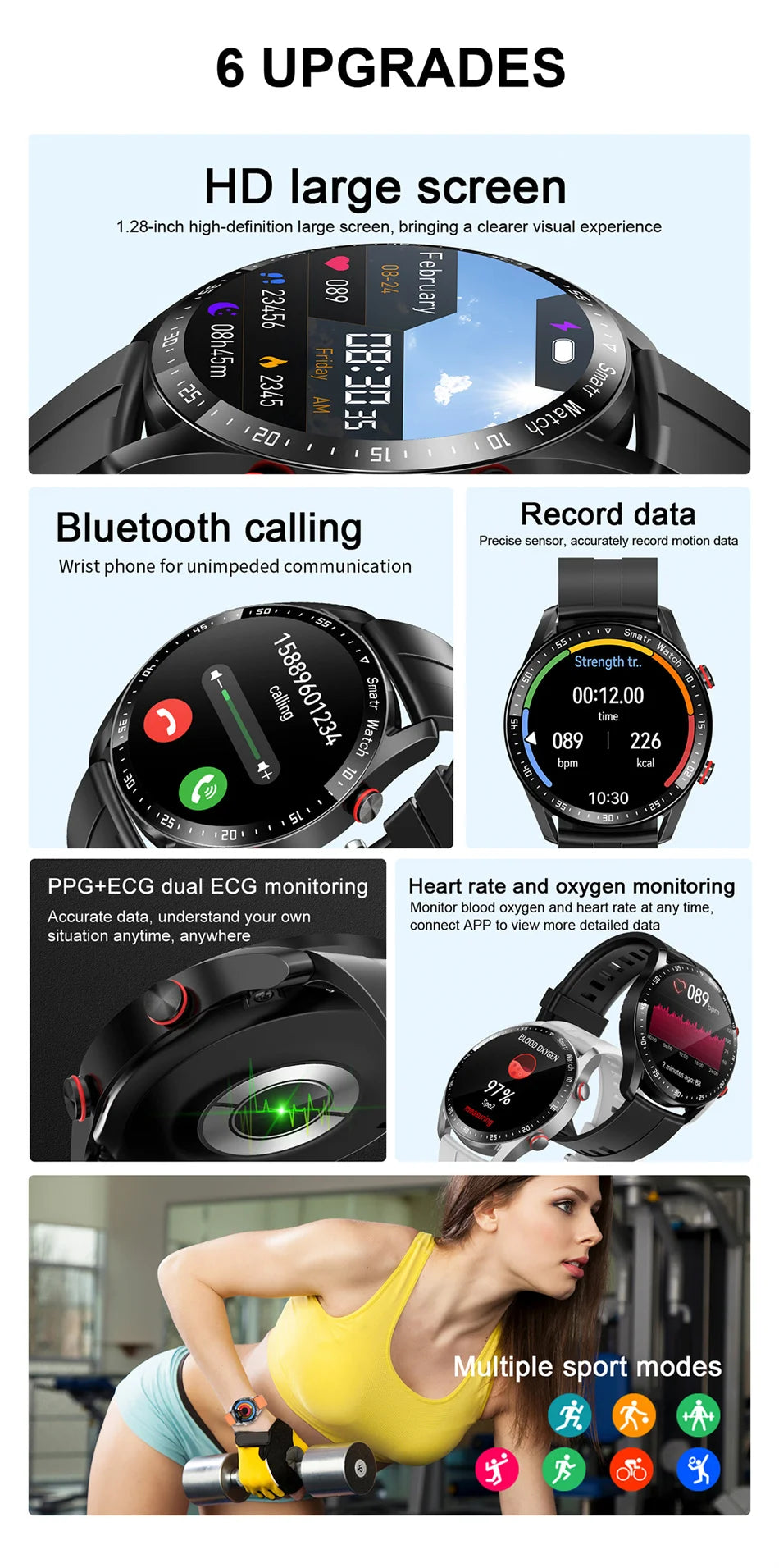 ECG+PPG Bluetooth Smartwatch for Men – Health & Fitness Tracker with Call Function