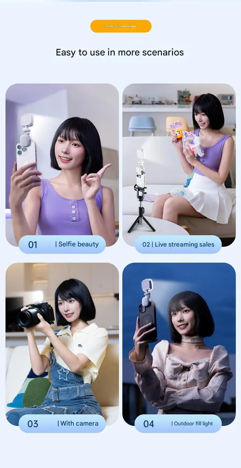 2025 New Fashionable Multi functional Mobile Phone Camera and Video Call Light