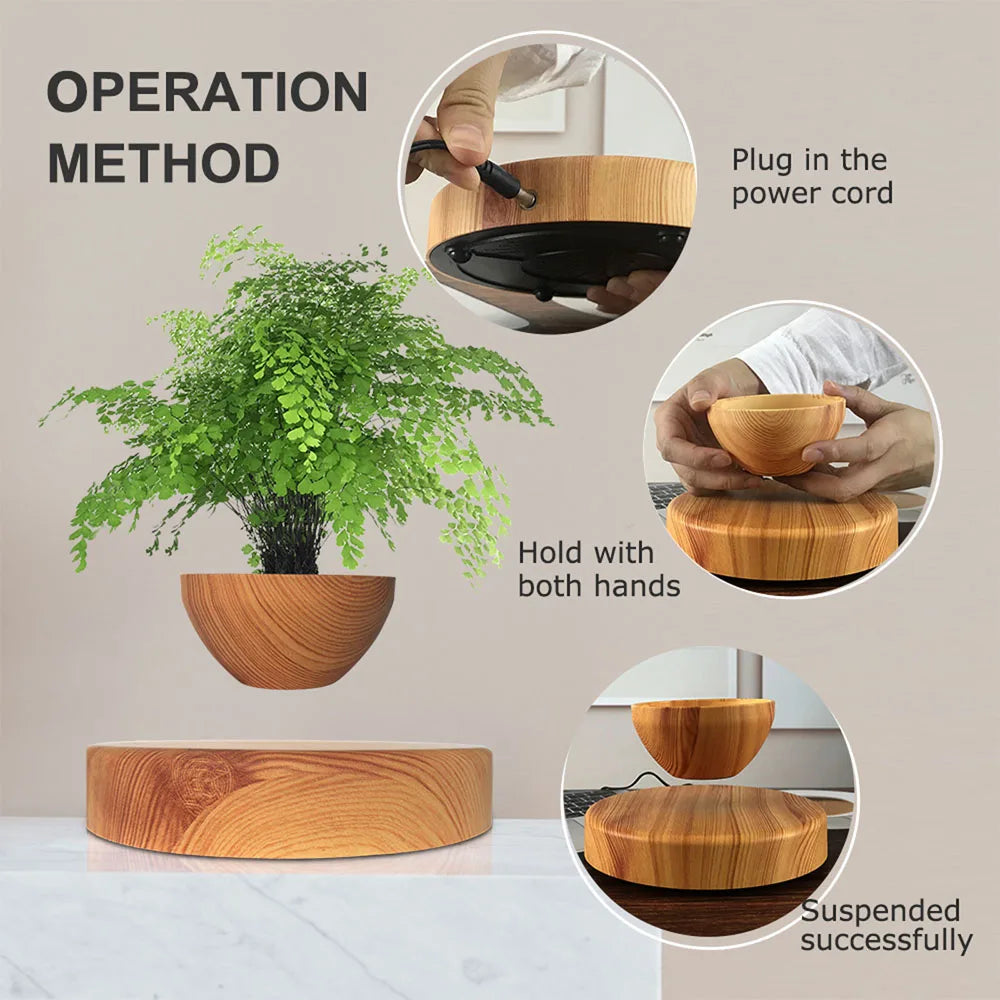 Magnetic Levitating Air Bonsai Pot – Rotating Floating Planter