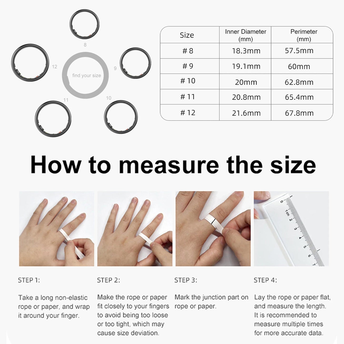 EIGIIS New R06 Smart Ring Men Women Heart Rate and Blood Oxygen Monitor IP68 & 5ATM Waterproof, Multi-sport Mode for Android IOS