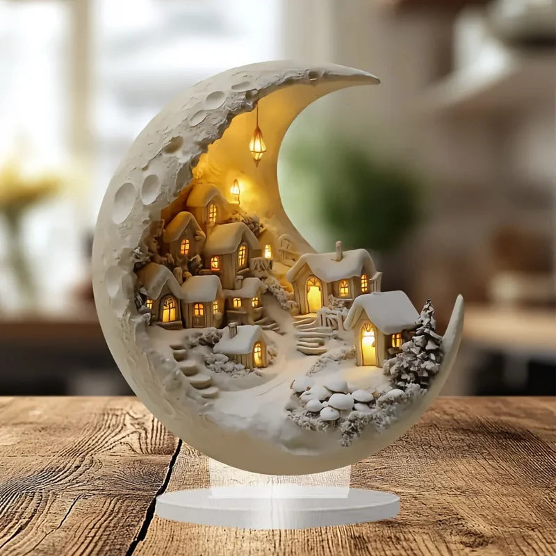 Acrylic Moon House – Exquisite Tabletop Decor for Bedroom & Living Room