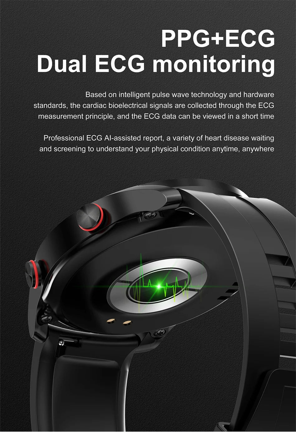ECG+PPG Bluetooth Smartwatch for Men – Health & Fitness Tracker with Call Function