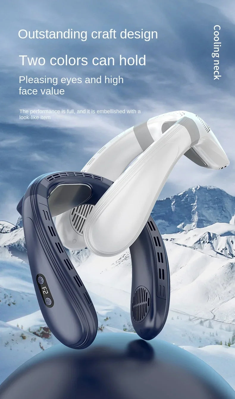 Portable Neck Air Conditioner – Rechargeable Bladeless Wearable Fan with Semiconductor Cooling | Personal Outdoor Neck Cooler