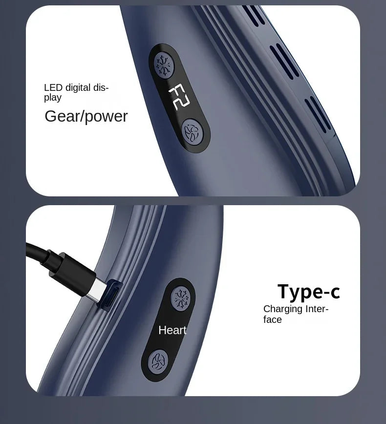 Portable Neck Air Conditioner – Rechargeable Bladeless Wearable Fan with Semiconductor Cooling | Personal Outdoor Neck Cooler