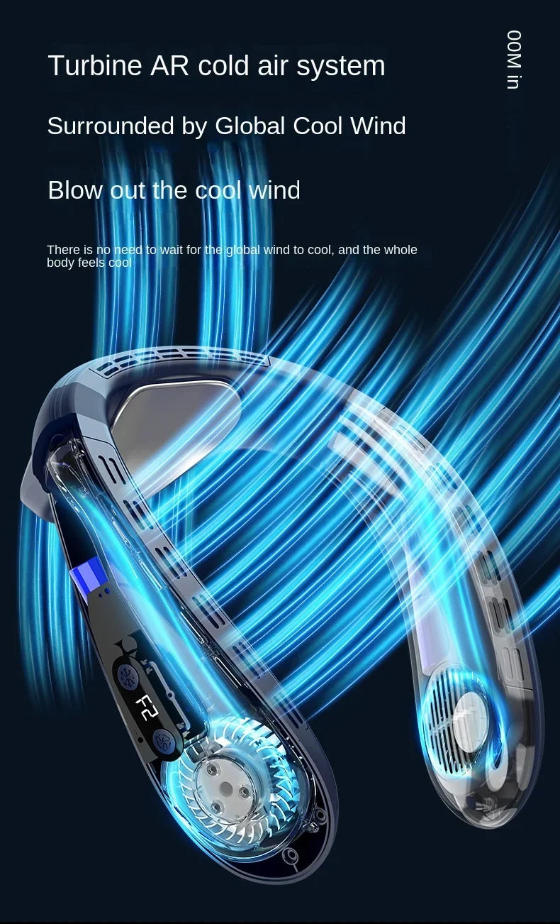 Portable Neck Air Conditioner – Rechargeable Bladeless Wearable Fan with Semiconductor Cooling | Personal Outdoor Neck Cooler