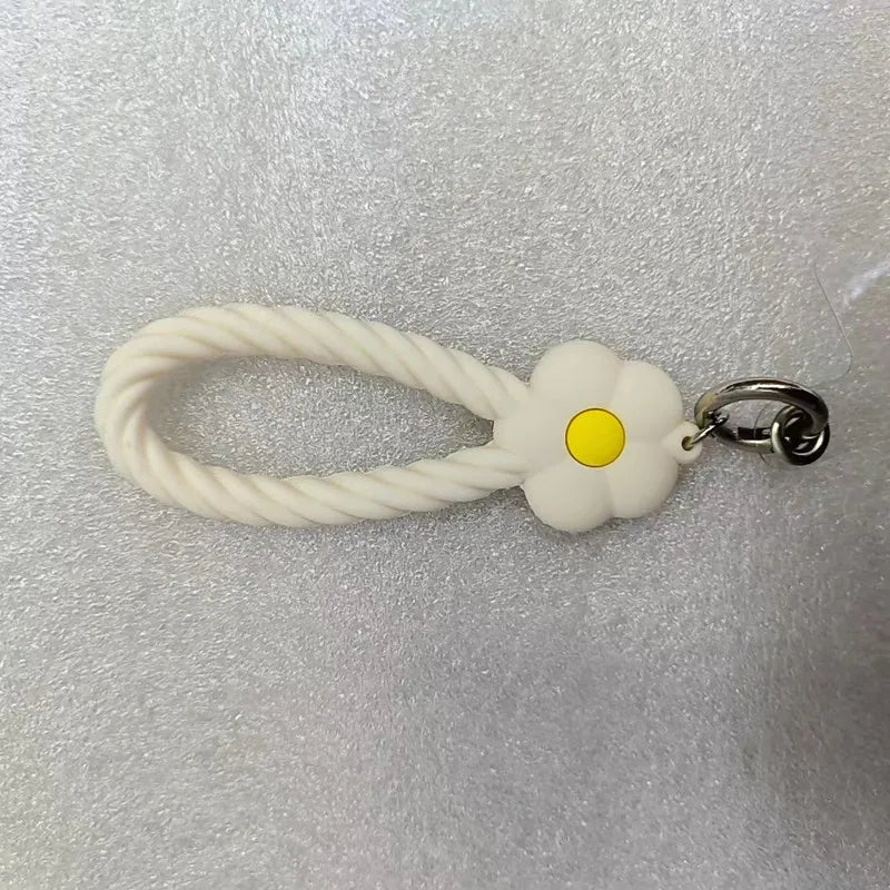 INS Color Flower Silicone Phone Lanyard | Cute Hand Rope & Keychain for Girls!