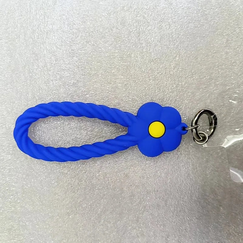 INS Color Flower Silicone Phone Lanyard | Cute Hand Rope & Keychain for Girls!