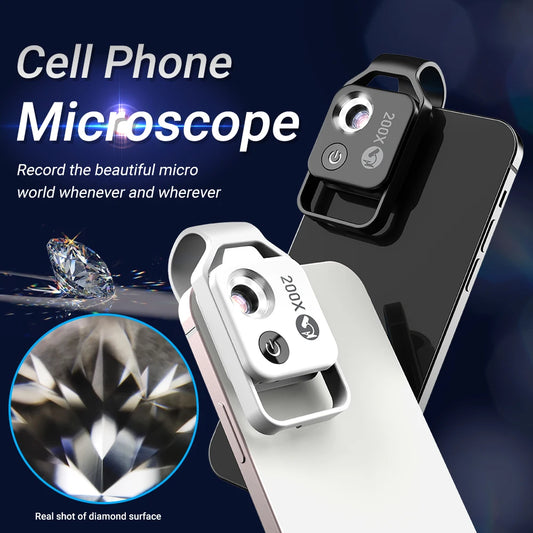 APEXEL Digital 200X Microscope Lens with CPL, Mobile LED Guide Light, and Super Macro Lens for iPhone & Samsung Phones