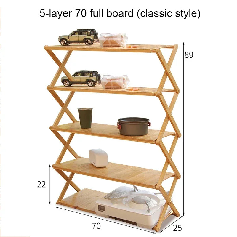 Multi-Tier Portable Folding Bamboo Camping Rack – Durable, High-Capacity & Versatile Picnic Table