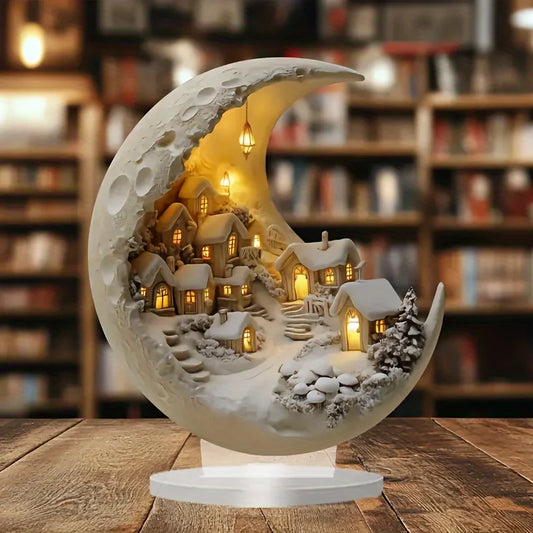 Acrylic Moon House – Exquisite Tabletop Decor for Bedroom & Living Room