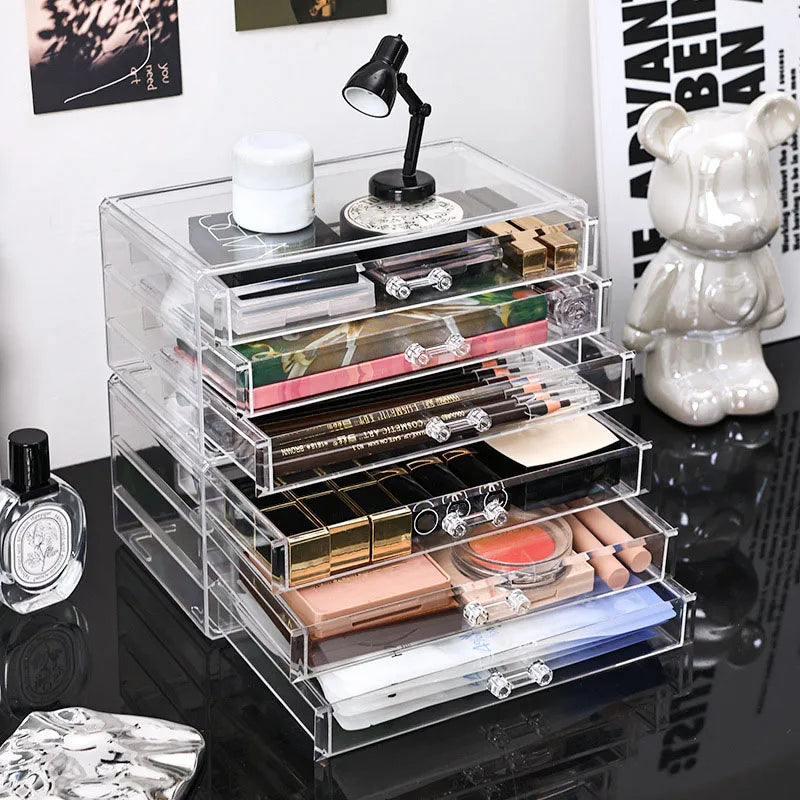 Acrylic Cosmetics & Jewelry Storage Box – Multi-Functional Desktop Organizer