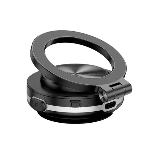 360° Rotating Electric Vacuum Magnetic Suction Cup Stand | Foldable Swivel Phone Holder for MagSafe