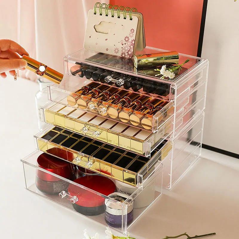 Acrylic Cosmetics & Jewelry Storage Box – Multi-Functional Desktop Organizer
