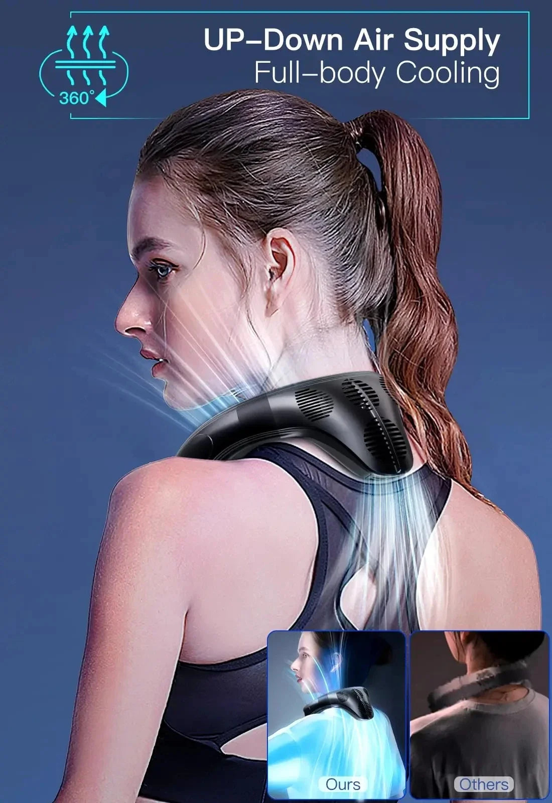 Portable Neck Air Conditioner – Rechargeable Bladeless Wearable Fan with Semiconductor Cooling | Personal Outdoor Neck Cooler