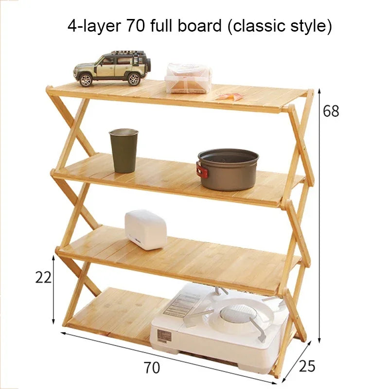 Multi-Tier Portable Folding Bamboo Camping Rack – Durable, High-Capacity & Versatile Picnic Table