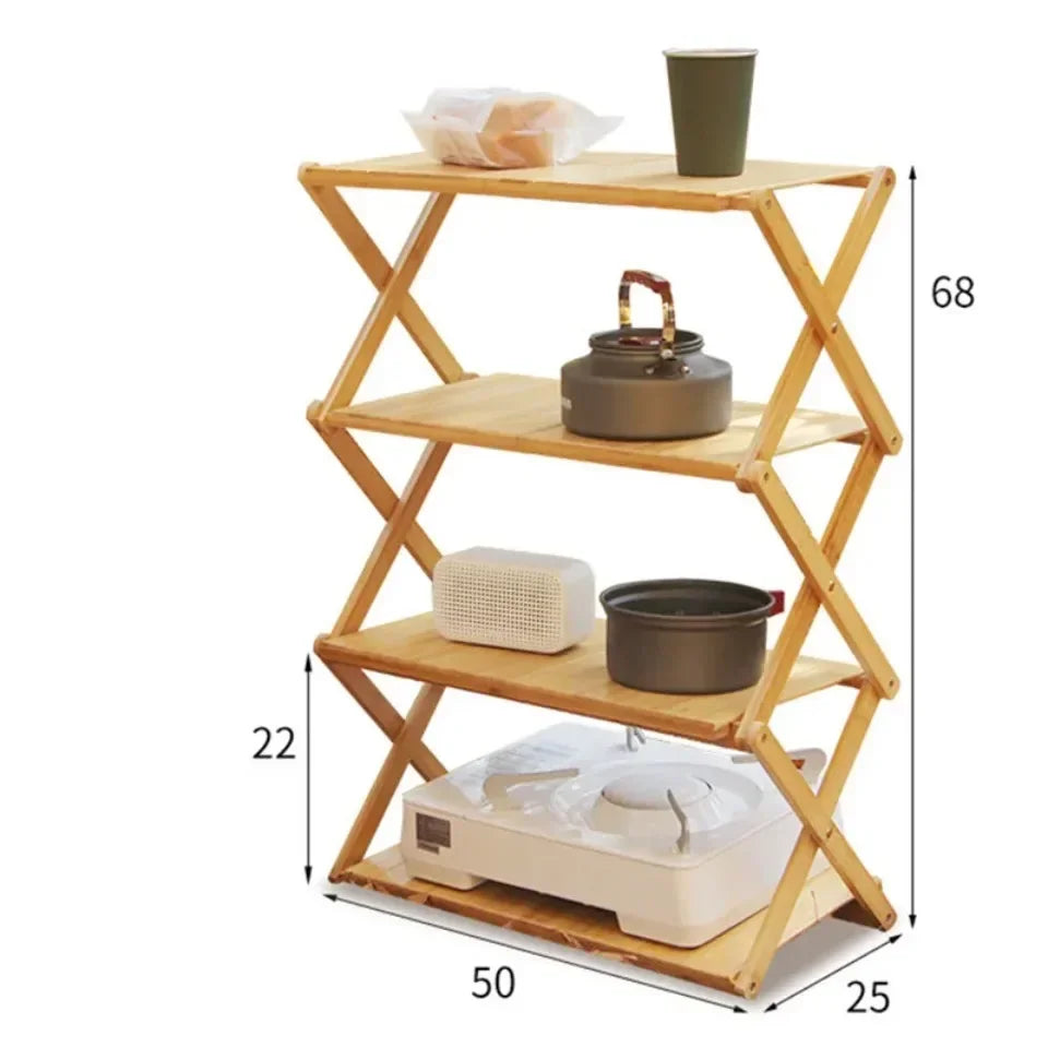 Multi-Tier Portable Folding Bamboo Camping Rack – Durable, High-Capacity & Versatile Picnic Table